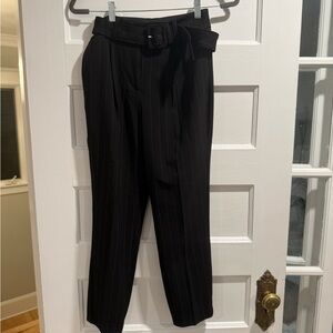 Express Black Pinstripe Belted Trousers
